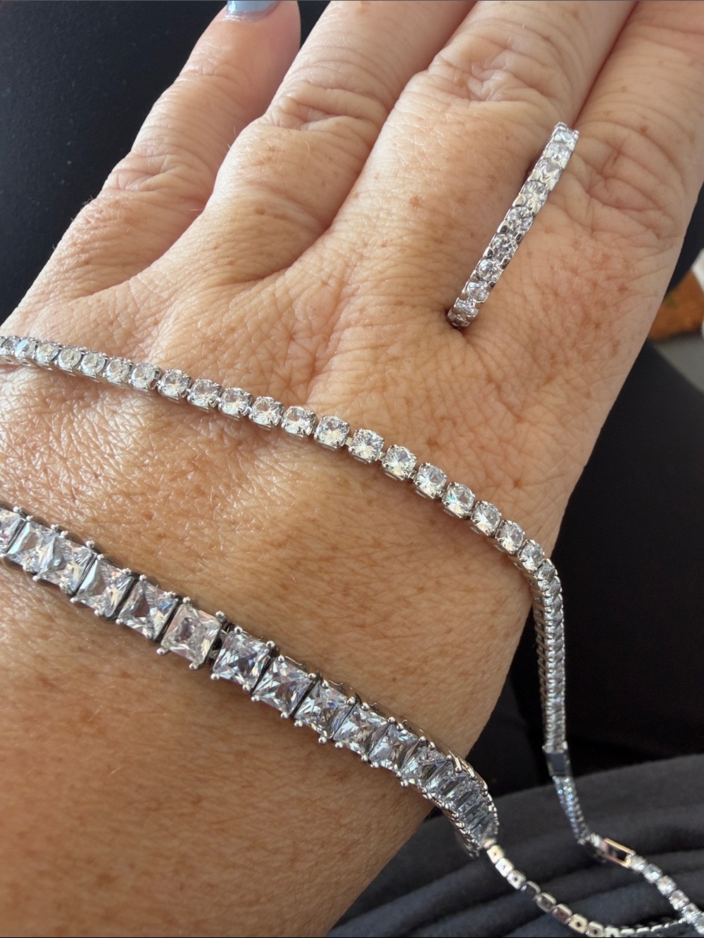 Classic Silver Tennis Bracelet with Matching necklace and ring set